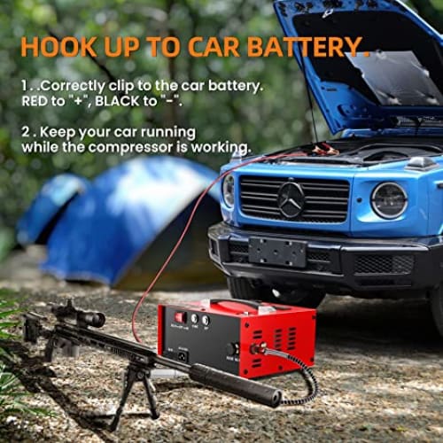 12V/220V Mini Compressor ***Red Box*** 250Bar Fill Pressure, Automatic Cut-Off Gauge - Image 2
