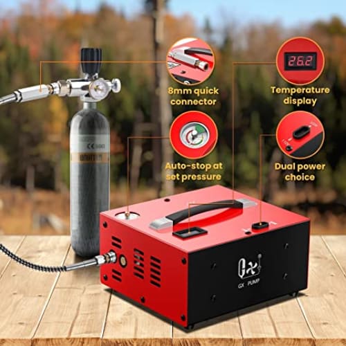 12V/220V Mini Compressor ***Red Box*** 250Bar Fill Pressure, Automatic Cut-Off Gauge - Image 4