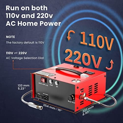 12V/220V Mini Compressor ***Red Box*** 250Bar Fill Pressure, Automatic Cut-Off Gauge - Image 5