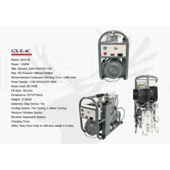220V High-pressure Compressor - 400 Bar, Water Cooled, 36L/Min, Auto Stop - Image 3