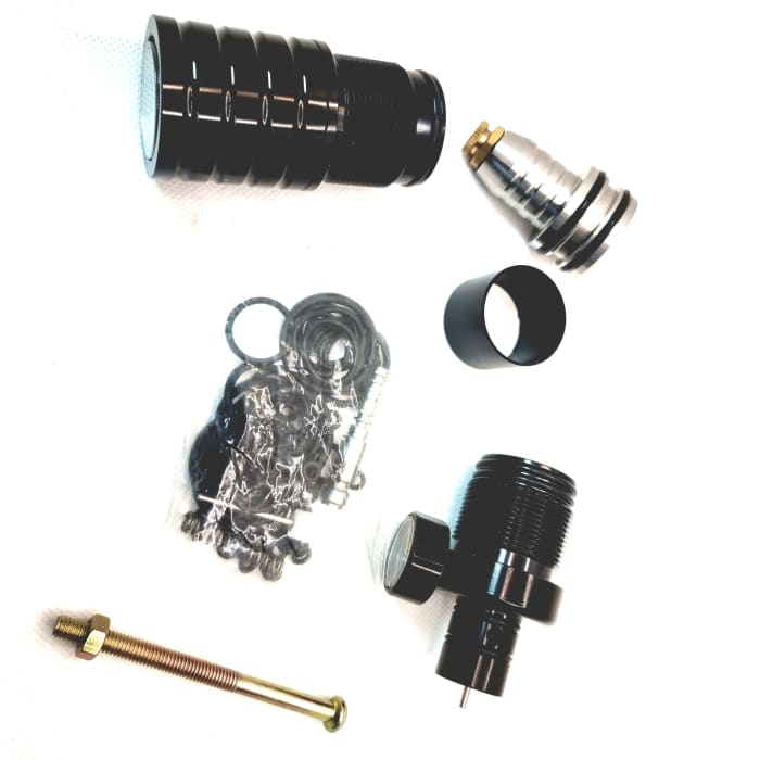 Air Tube Accessory Set, End Cap with Gauge, Valve Housing and Regulator - with Full Repair Kit