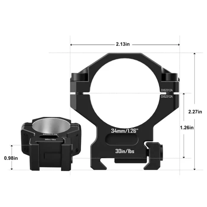 DISCOVERY HEAVY DUTY PICATINNY MOUNT SET, 34MM X 1.26"