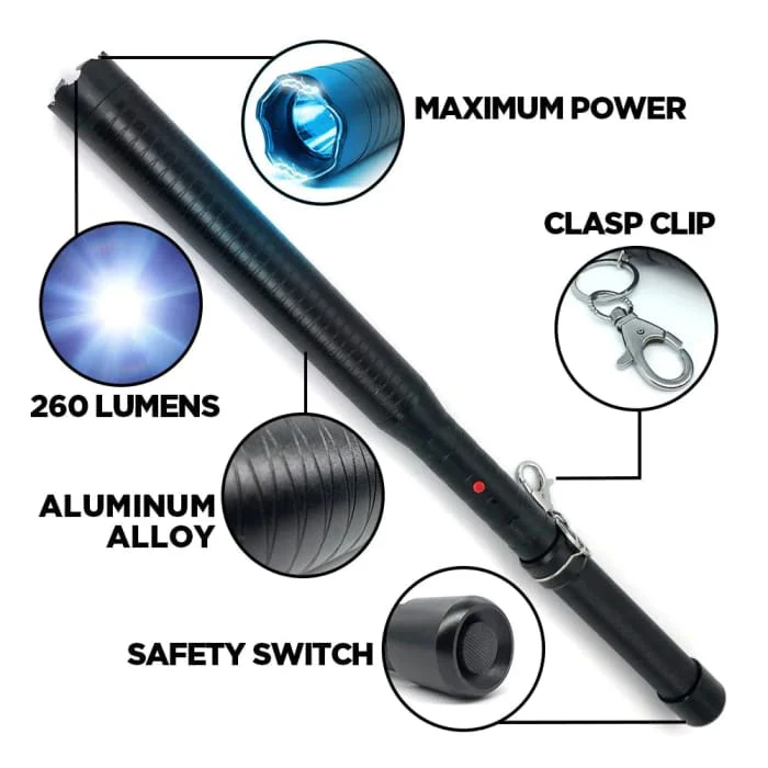 Baton Taser Plus 260 Lumen Tactical Flashlight Plus 7500K Stun Gun - Image 3