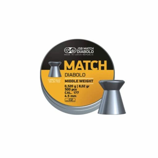 JSB Diabolo Match Middle weight, 4.5MM 8.02 grain, 500/Tin (yellow)