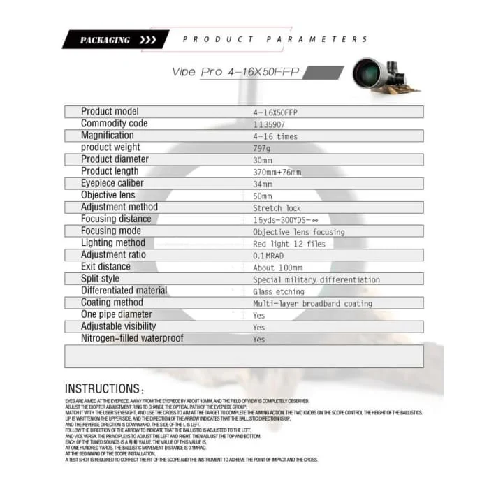 T-Eagle Scope, 4-16X50FFP, Viper - Image 7